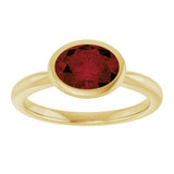 10K Gold Oval Natural Mozambique Garnet Bezel-Set Solitaire Ring - Yellow Gold - view 3