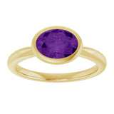 10K Gold Oval Natural Amethyst Bezel-Set Solitaire Ring - Yellow Gold - view 3