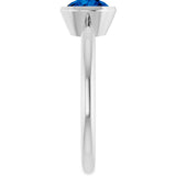 10K Gold Oval Lab-Grown Blue Sapphire Bezel-Set Solitaire Ring - White Gold - view 4