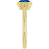 10K Gold Oval Lab-Grown Blue Sapphire Bezel-Set Solitaire Ring - Yellow Gold - view 4