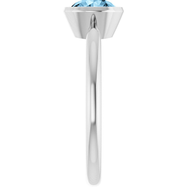 10K Gold Oval Natural Sky Blue Topaz Bezel-Set Solitaire Ring - White Gold - view 4