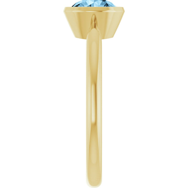 10K Gold Oval Natural Sky Blue Topaz Bezel-Set Solitaire Ring - Yellow Gold - view 4