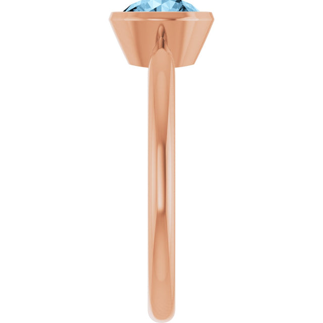 14K Gold Oval Natural Sky Blue Topaz Bezel-Set Solitaire Ring - Rose Gold - view 4
