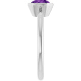 10K Gold Oval Natural Amethyst Bezel-Set Solitaire Ring - White Gold - view 4
