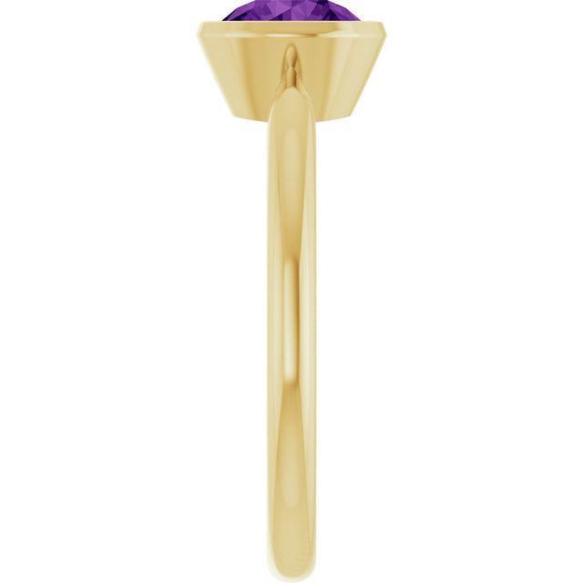 10K Gold Oval Natural Amethyst Bezel-Set Solitaire Ring - Yellow Gold - view 4