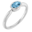 10K Gold Oval Natural Sky Blue Topaz Bezel-Set Solitaire Ring - White Gold