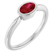 10K Gold Oval Lab-Grown Ruby Bezel-Set Solitaire Ring - White Gold