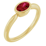 10K Gold Oval Lab-Grown Ruby Bezel-Set Solitaire Ring - Yellow Gold