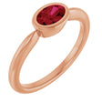 14K Gold Oval Lab-Grown Ruby Bezel-Set Solitaire Ring - Rose Gold