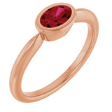 14K Gold Oval Lab-Grown Ruby Bezel-Set Solitaire Ring - Rose Gold