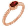 14K Gold Oval Natural Mozambique Garnet Bezel-Set Solitaire Ring – 6x4mm - Rose Gold
