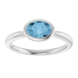 10K Gold Oval Natural Sky Blue Topaz Bezel-Set Solitaire Ring - White Gold - view 3