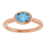 14K Gold Oval Natural Sky Blue Topaz Bezel-Set Solitaire Ring - Rose Gold - view 3