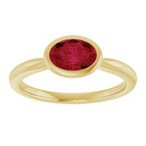 10K Gold Oval Lab-Grown Ruby Bezel-Set Solitaire Ring - Yellow Gold - view 3