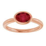 14K Gold Oval Lab-Grown Ruby Bezel-Set Solitaire Ring - Rose Gold - view 3