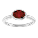 10K Gold Oval Natural Mozambique Garnet Bezel-Set Solitaire Ring - White Gold - view 3