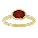 10K Gold Oval Natural Mozambique Garnet Bezel-Set Solitaire Ring - Yellow Gold - view 3