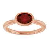 14K Gold Oval Natural Mozambique Garnet Bezel-Set Solitaire Ring – 6x4mm - Rose Gold - view 3