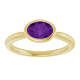10K Gold Oval Natural Amethyst Bezel-Set Solitaire Ring - Yellow Gold - view 3