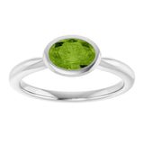 10K Gold Oval Natural Peridot Bezel-Set Solitaire Ring - White Gold - view 3