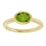 10K Gold Oval Natural Peridot Bezel-Set Solitaire Ring - Yellow Gold - view 3