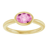 14K Gold Oval Lab-Grown Pink Sapphire Bezel-Set Solitaire Ring - Yellow Gold - view 3