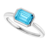 10K Gold Oval Natural Aquamarine Bezel-Set Solitaire Ring - White Gold - view 5