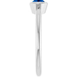 10K Gold Oval Lab-Grown Blue Sapphire Bezel-Set Solitaire Ring - White Gold - view 4