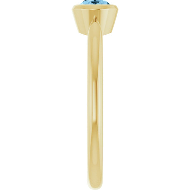 10K Gold Oval Natural Sky Blue Topaz Bezel-Set Solitaire Ring - Yellow Gold - view 4