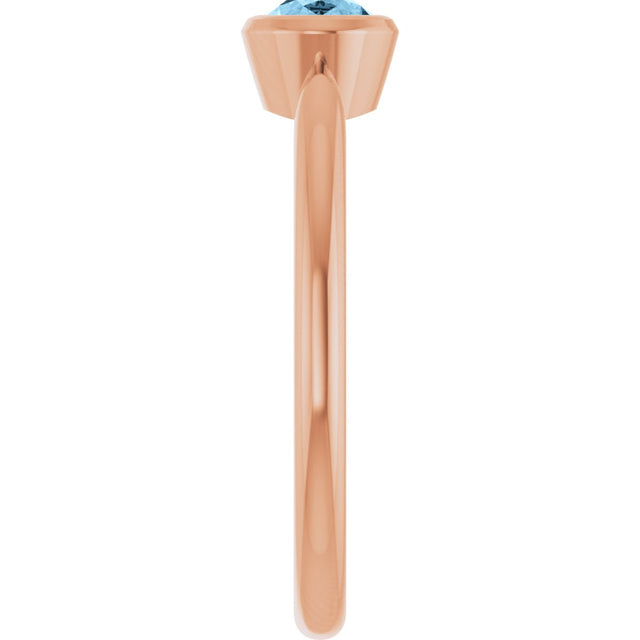 14K Gold Oval Natural Sky Blue Topaz Bezel-Set Solitaire Ring - Rose Gold - view 4