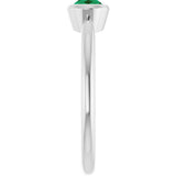 10K Gold Oval Lab-Grown Emerald Bezel-Set Solitaire Ring - White Gold - view 4