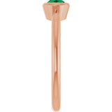 14K Gold Oval Lab-Grown Emerald Bezel-Set Solitaire Ring - Rose Gold - view 4