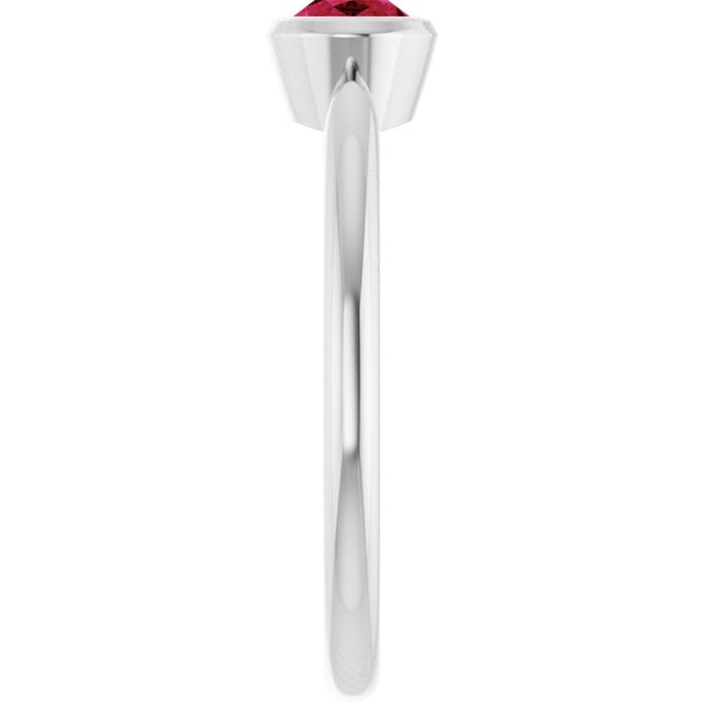 10K Gold Oval Lab-Grown Ruby Bezel-Set Solitaire Ring - White Gold - view 4