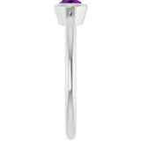 10K Gold Oval Natural Amethyst Bezel-Set Solitaire Ring - White Gold - view 4