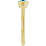10K Gold Oval Natural Aquamarine Bezel-Set Solitaire Ring - Yellow Gold - view 4