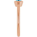 14K Gold Oval Natural Aquamarine Bezel-Set Solitaire Ring - Rose Gold - view 4