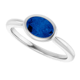10K Gold Oval Lab-Grown Blue Sapphire Bezel-Set Solitaire Ring - White Gold - view 5