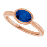 14K Gold Oval Lab-Grown Blue Sapphire Bezel-Set Solitaire Ring - Rose Gold - view 5