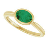 10K Gold Oval Lab-Grown Emerald Bezel-Set Solitaire Ring - Yellow Gold - view 5