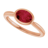 14K Gold Oval Lab-Grown Ruby Bezel-Set Solitaire Ring - Rose Gold - view 5