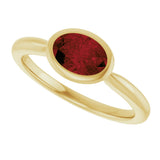 10K Gold Oval Natural Mozambique Garnet Bezel-Set Solitaire Ring - Yellow Gold - view 5