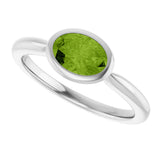10K Gold Oval Natural Peridot Bezel-Set Solitaire Ring - White Gold - view 5