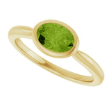 10K Gold Oval Natural Peridot Bezel-Set Solitaire Ring - Yellow Gold - view 5