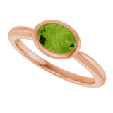 14K Gold Oval Natural Peridot Bezel-Set Solitaire Ring - Rose Gold - view 5
