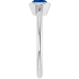 10K Gold Oval Lab-Grown Blue Sapphire Bezel-Set Solitaire Ring - White Gold - view 4
