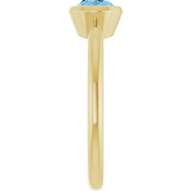 10K Gold Oval Natural Sky Blue Topaz Bezel-Set Solitaire Ring - Yellow Gold - view 4