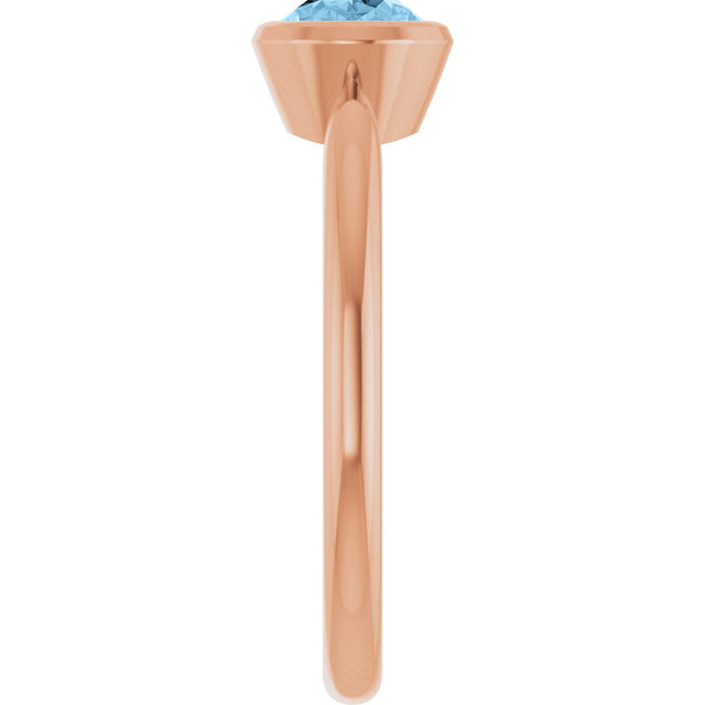 14K Gold Oval Natural Sky Blue Topaz Bezel-Set Solitaire Ring - Rose Gold - view 4