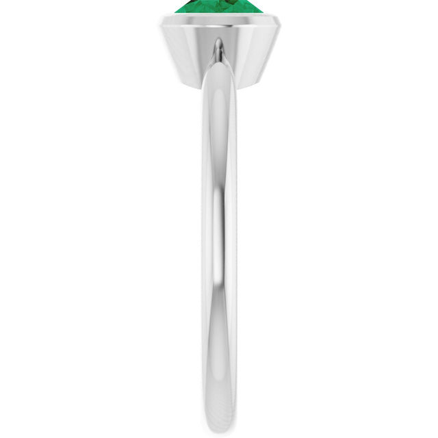 10K Gold Oval Lab-Grown Emerald Bezel-Set Solitaire Ring - White Gold - view 4