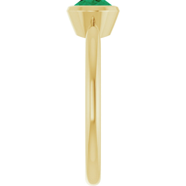 10K Gold Oval Lab-Grown Emerald Bezel-Set Solitaire Ring - Yellow Gold - view 4