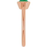 14K Gold Oval Lab-Grown Emerald Bezel-Set Solitaire Ring - Rose Gold - view 4
